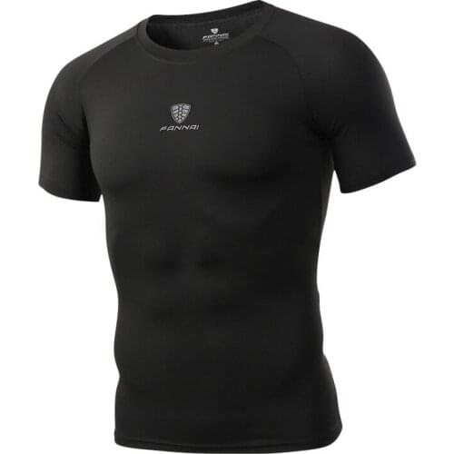 Drying Elastic Gym Clothing Exercise Sportswear Rashguard Compression T-shirt Men Sports Running Training CrossFit Quick