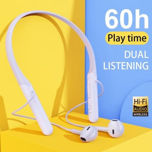 Music Earphone 9D Surround Sound Dual Listening WIreless Bluetooth Neckband Sports Headphones 60 Hours Standby Headset With Mic