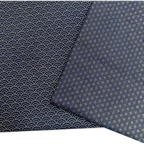 Navy Blue Cotton Bronzing Fabric, Sewing Kimono Dolls & Bags Needlework DIY Patchwork Cloth Japanese Style Fabric