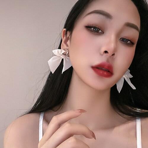 U-Magical French Vintage Lace White Black Color Bowknot Dangle Earrings for Women Luxury Rhinestone Party Earrings Jewellery