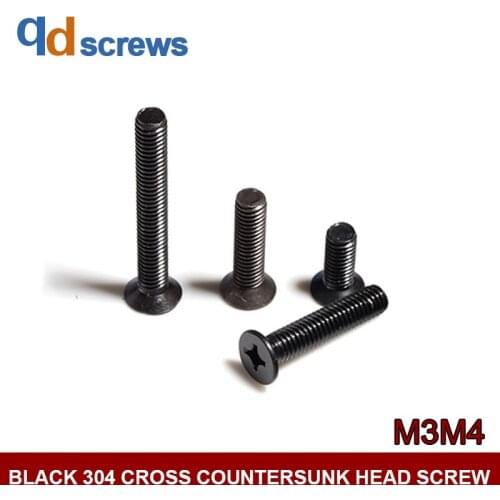 Black Oxide 304 M3M4 stainless steel Countersunk flat head screws with cross recess Phillips flat head screw GB819 DIN965
