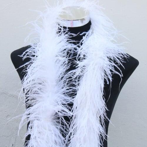 6 Layer 2 Meters Quality Fluffy White Ostrich Feather Boa Trims Skirt Party Costume Feathers For Crafts DIY Decorations Plumes