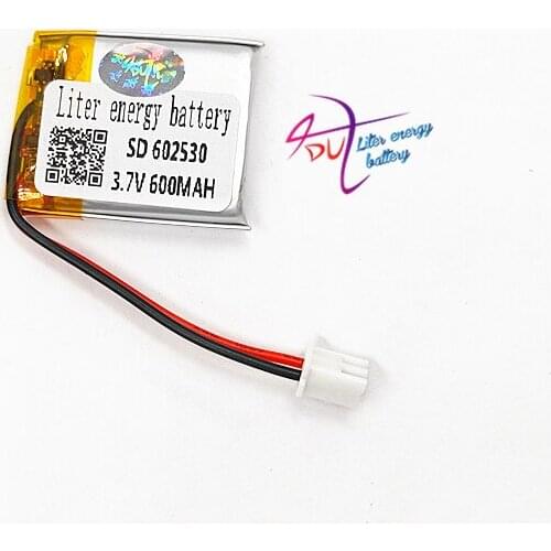 XHR-2P 2.54 3.7V 600mAh 602530 polymer lithium battery MP3 sound card reading machine battery