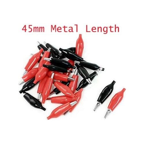 10 Pcs 45mm Metal Length Clip Probe Testing Metallic Alligator Clamp Red Black
