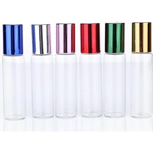 10ml Clear Glass Essential Oil Roller Bottles with Glass Roller Balls Aromatherapy Perfumes Lip Balms Roll On Bottles