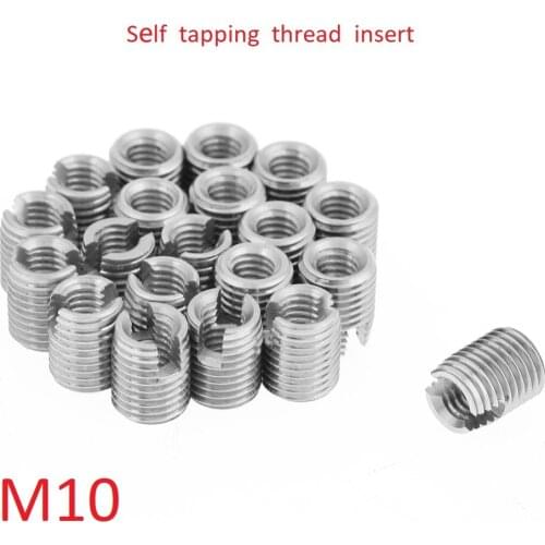 10pcs M10 stainless steel SUS303 Thread Repair Insert Self Tapping Slotted Screw