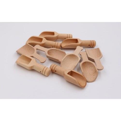 100 pcs Salt Tea Scoop Tableware Natural Wooden Crafts Spoon Small Condiment Sugar Spoon Wood Tea Spoon Tea Scoop