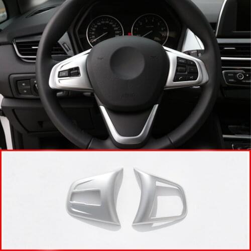 2 Pcs For BMW 2 Series F45 F46 218i 2015 2016 2017 Car ABS Chrome Steering Wheel Button Cover Trim Accessories For BMW X1 F48