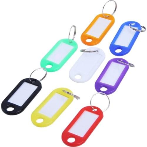 32x Multi-colors Plastic Key Fob ID Tags Luggage ID Labels with Split Ring Keyring