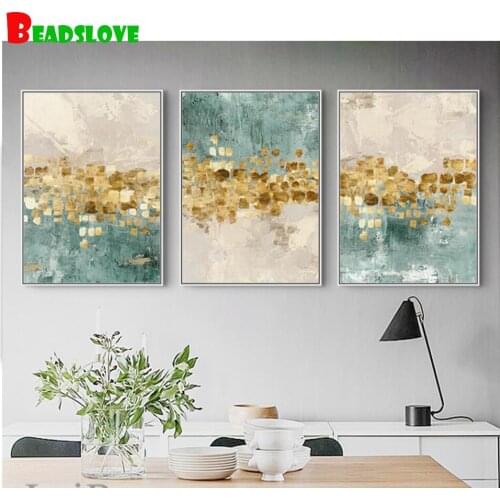 Abstract Golden art 5d diy Diamond Painting full square round drill 3d Diamond Embroidery mosaic diamond set 3 piece set