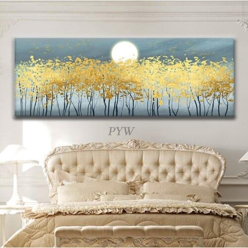 Abstract 3D Gold Thick Trees 100% Hand Painted Oil Painting On Canvas Paintings Pictures Art Wall For Dining Room Decoration