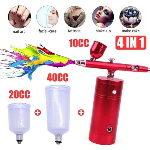 Wireless Airbrush Kit With Rechargeable Airbrush Compressor Big Capacity Ink Cup Spray Pen For Nail Art Face Paint Cake Coloring