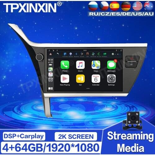 4+64G For Toyota Corolla 2017 2018 Android Car Radio Stereo Tape Recorder Multimedia Player GPS Navigation HD Screen Head Unit