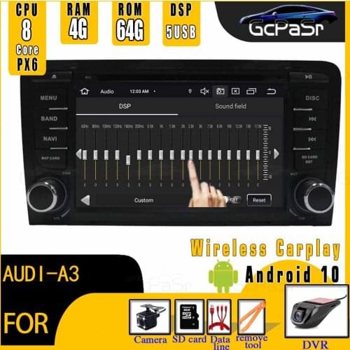 5USB IPS DSP 4G 64G Android 10 2 DIN Car DVD GPS For Audi A3 8P S3 2003 2005 2007 2009 2011 RS3 Sportback Multimedia Navigation