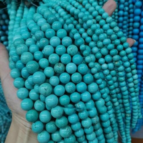 GREEN TURQUOISE round 6/8/10MM 37cm for DIY jewelry making loose beads FPPJ wholesale beads nature