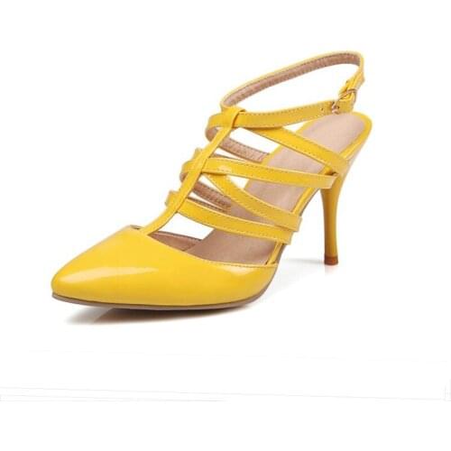 Big Size high heels sandals women shoes woman summer ladies Fine-heeled pointed cross-buttoned shoes