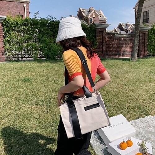 Designer Stiching Canvas Tote Bags For Women Large Capacity Canvas Shopper Womens bag Brands Contrast Color Shoulder Bag Women