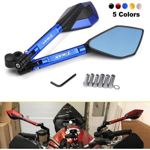 For YAMAHA TMAX 530 TMAX 500 T-MAX 530 500 TMAX-530 CNC Aluminum Motorcycle Handlebar Rear View Mirrors Blue Anti-glare Mirror