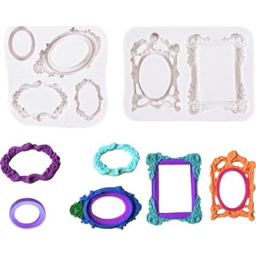 Two Retro Photo Frame Fondant Silicone Molds For DIY Chocolate Candy Pastry Dessert Lace Decoration Fondant Mould Kitchenware