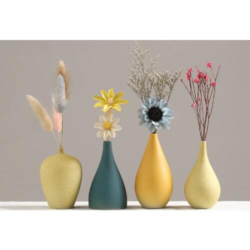 European Simple Ceramic vase yellow Porcelain vases small flower vase DIY Bottle wedding vases for table decorations home decor