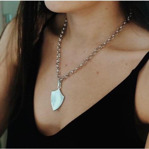 GULCE DERELI, ARMOR SYMBOL CHARM CHAIN NECKLACE, CHAIN NECKLACES, CHARM NECKLACES, GIFT BOX, GOLD/SILVER PLATED