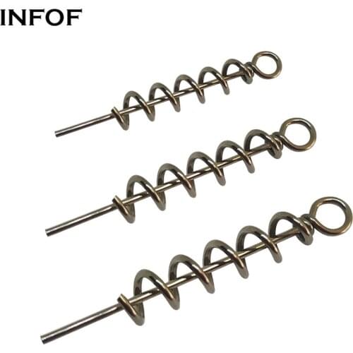 INFOF 40-pieces Stainless Steel Soft Bait Spring Lock Pin 35mm 45mm 50mm Fishing Bait Connector Assist Worms Lure Holder