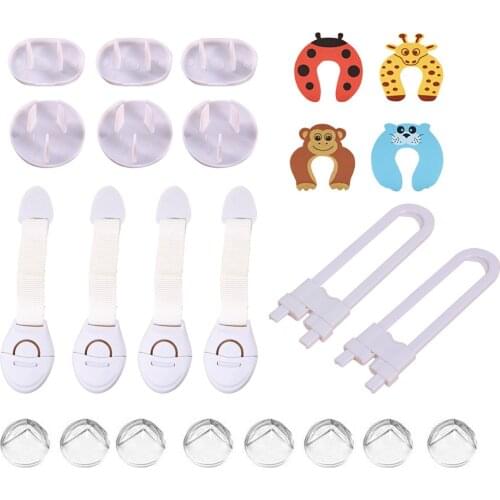 Baby Safety Tool Electrical Safety Outlet Plugs Covers Edge Corner Protector Door Stoppers Cabinets Drawer Locks Children Safety