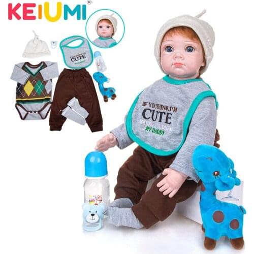 KEIUMI 22 Inch 55 cm Handsome Lovely Reborn Baby Doll Stuffed Reborn Cloth Body Babies Playmates To Kids Birthday Xmas Gifts