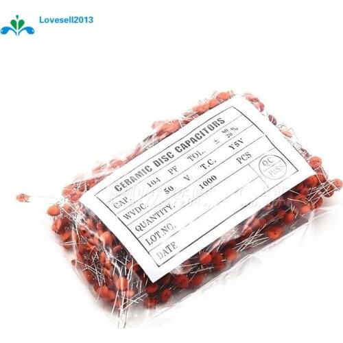 50PCS 0.1uF 50V 104 DIP Ceramic Disc Capacitors