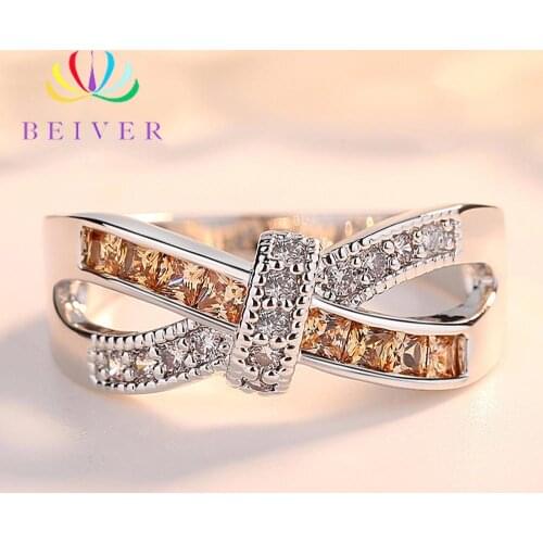 X Shape Rings for Women Fashion AAA Zircon Ring Engagement Jewelry Drop Shipping