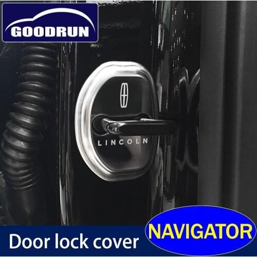 Car Door Lock Cover For Lincoln Navigator Stainless Steel Lock Sticker Protective Interior Decoration Accessories