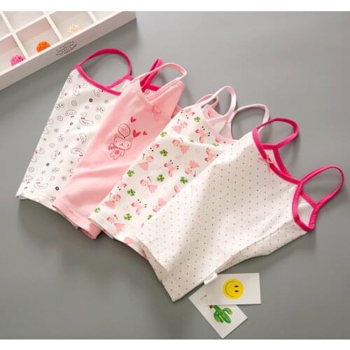 Summer Style Girl Underwear Kids Clothes Cotton Tank Tops For Girls Lace Girls Camisole Baby Undershirt 2-8T Teenager Singlets