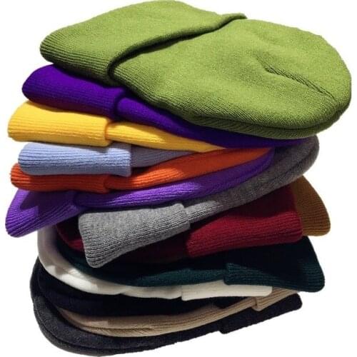 Fashion Solid Color Knitted Beanies Hat Winter Warm Ski Hats Men Women Multicolor Skullies Caps Soft Elastic Cap Sport Bonnet