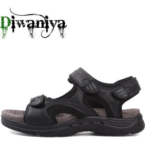 Diwaniya Genuine Leather Men Sandals Summer Leisure Beach Men Shoes High Quality Leather Sandals Mens Sandals Big Size 38-47