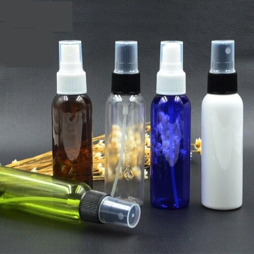 50ps Wholesale Empty New, High Quality, 60 Ml, Colorful Plastic Bottles, Refillable Bottle, with Black White Fine Mist Sprayers