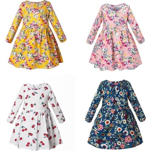 Autumn Girls Dress Fashion Long Sleeve Kids Dresses Toddler Girl Birthday Party Princess Dress Cotton Children Clothing