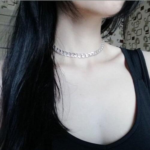 Punk Heart Necklaces Exaggerated Punk Style Thick Chain Necklace Initial Necklace Chain Women Jewellery Kpop Collares