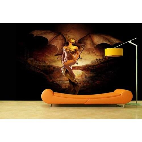 Custom 3D Photo Wallpaper Sticker Abstract Bat Lady Wall Decal Vinyl Wall Stickers Wall Decorations Living Room Poster Mural