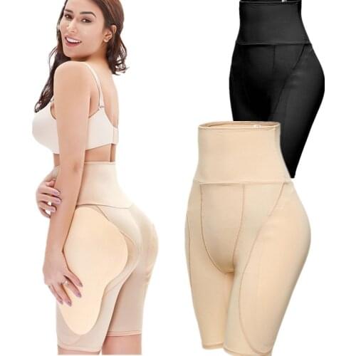 Plus Size Women High Waist Trainer Underwear Sponge Pads Body Shapers Hips Up Belly Slim Fake Ass Pants Padded Shapewear Panties