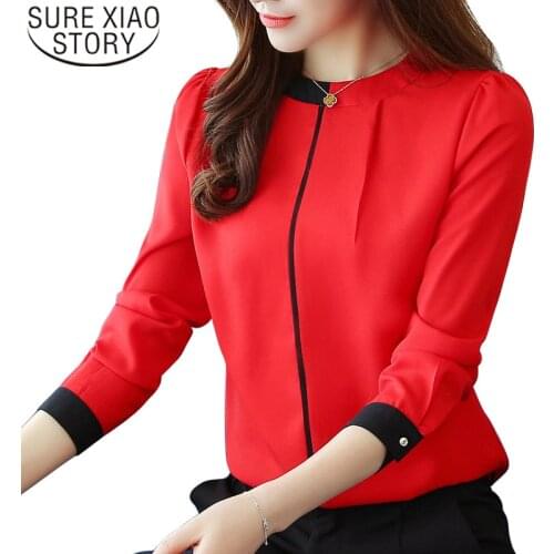 Chiffon Women Blouse Shirt 2020 Long Sleeve Red Womens Clothing Office Lady Blouse Womens Tops Ladies' Shirt Blusas A91 30