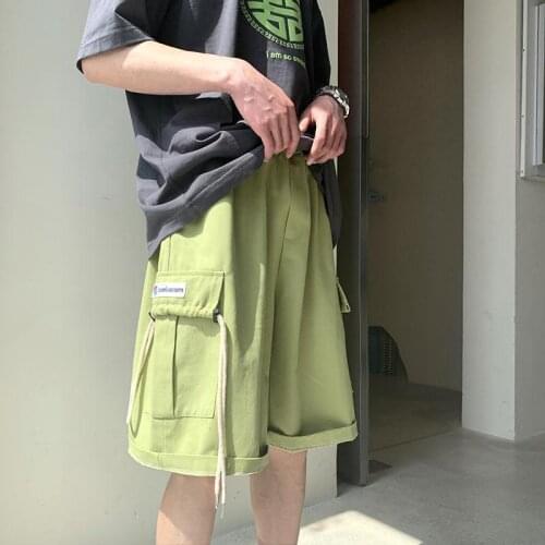 Drawstring Tooling Casual Shorts Male Trend Beach Shorts Summer The New Male Big pocket Loose Sports Pants