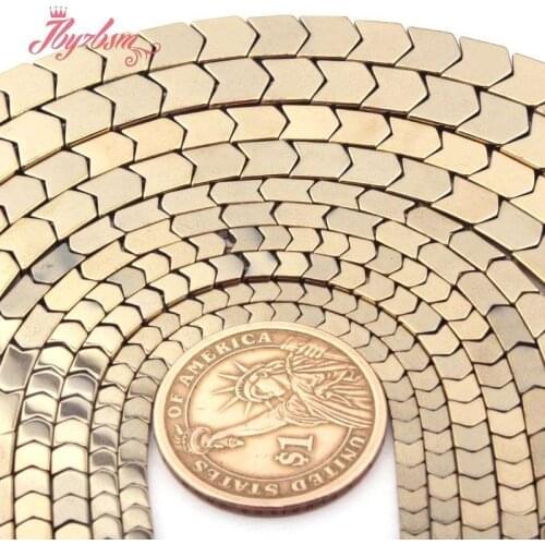 Arrow Light Gold Hematite Beads 3mm 4mm 4x6mm 6x8mm Stone Heishi Spacer Beads for DIY Men Necklace Bracelet Jewelry Making15"