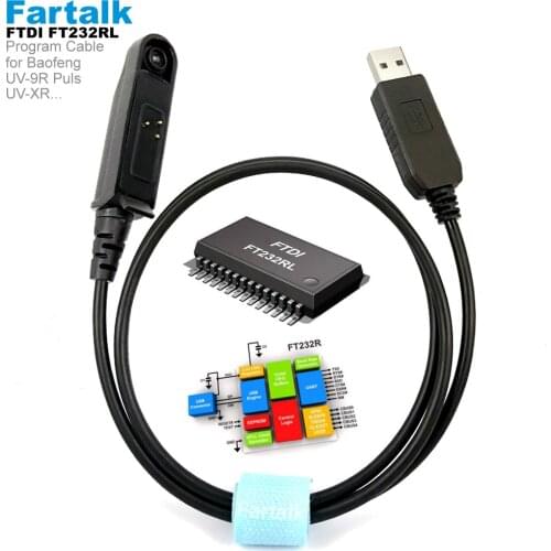 FTDI Chip USB Programming Cable for Baofeng UV-XR UV-9R Puls BF-9700 BF-A58 UV-5S GT-3WP R760 UV-82WP Walkie Talkie