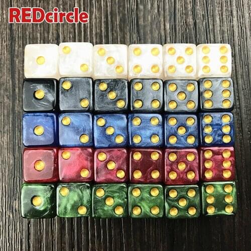 Funny dice set 10pc/set 12MM High Quality Mini d6 Marble effect with golden dots Game Accessories Gambling