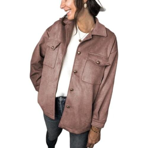 European And American Hot Style Autumn With Winter Long-Sleeved Button Double-Pocket Deerskin Velvet Jacket Women