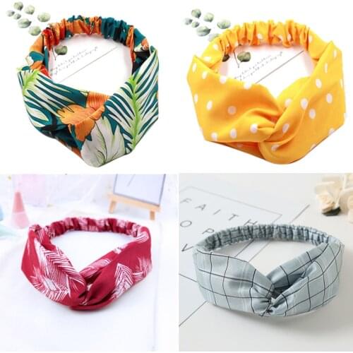 Womens Trendy Spring Summer Chiffon Headbands Cartoon Floral Print Wide Bands Turban Headwear Headwrap Hair Accessories
