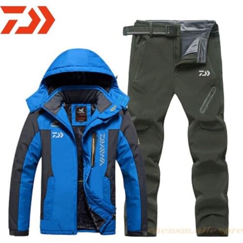 DAIWA Winter Fishing Clothes Outdoor Fishing suits Keep-warm Men Fishing sets Breathable Fishing Jacket Plus Velvet