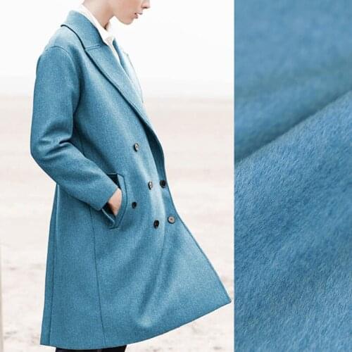 150CM Wide 900G/M Weight Double Faced Thick Blue Vicugna Wool Modal Fabric for Autumn Winter Spring Jacket Overcoat Dress J110