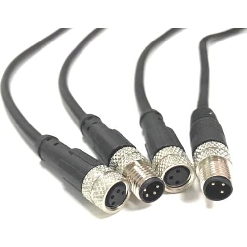 2m PVC Cable Line M8 Waterproof Singal Sensor Connector 3Pin 4 Pin Straight/ Angle Waterproof Adapter Male Plug Female Socket