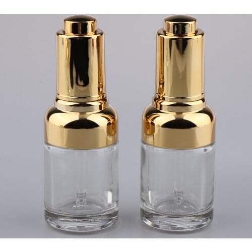 2x Empty Glass Dropper Bottles Portable Container Refill for Essential Oils